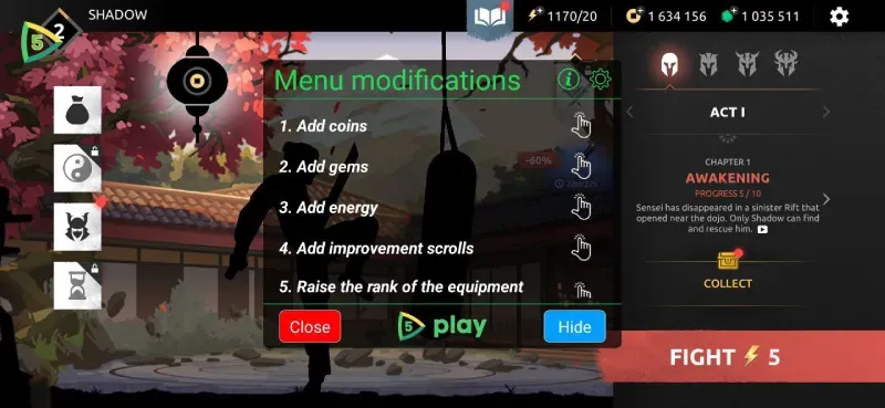 Shades: Shadow Fight Roguelike MOD APK v1.9.3 (Uang dan Permata Tak Terbatas) 2